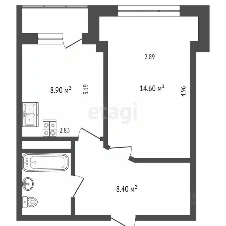 1-к кв. Архангельская область, Архангельск Дачная ул., 51 (35.4 м) - Фото 2
