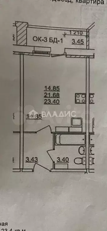 Квартира-студия, 23,4 м, 10/17 эт. - Фото 0