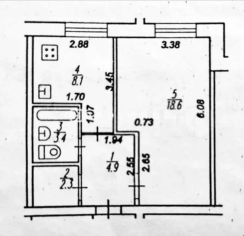 1-к. квартира, 37,3 м, 1/9 эт. - Фото 0