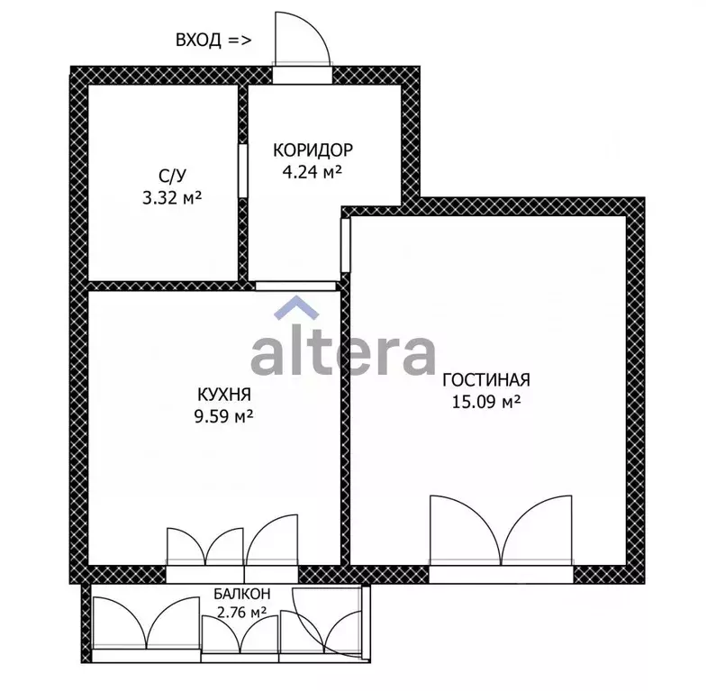1-к кв. Татарстан, Казань Минская ул., 61 (31.8 м) - Фото 2
