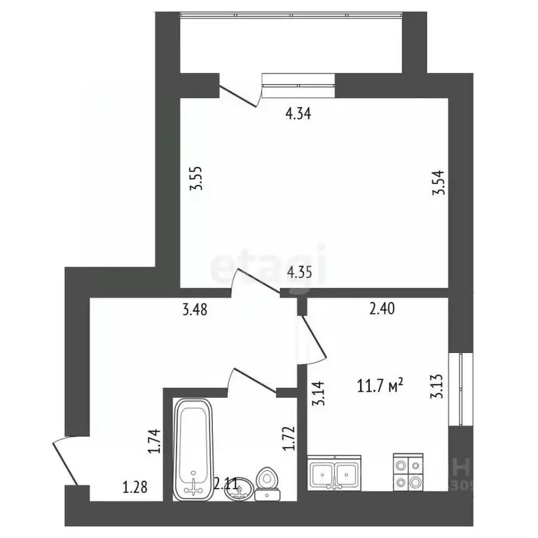 1-к кв. Мордовия, Саранск Севастопольская ул., 23А (34.0 м) - Фото 1