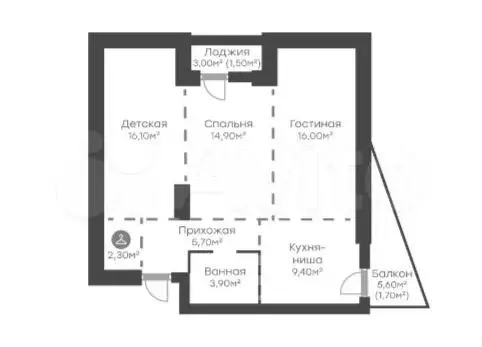 3-к. квартира, 72,4 м, 7/20 эт. - Фото 1