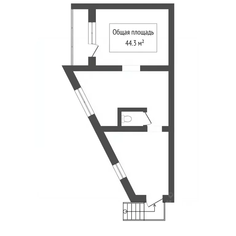 2-к кв. Томская область, Томск Нижний пер., 45 (41.1 м) - Фото 2