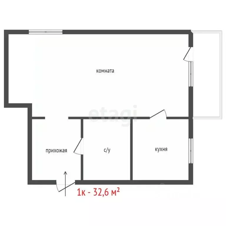 1-к кв. Свердловская область, Екатеринбург ул. Крауля, 82 (32.6 м) - Фото 2