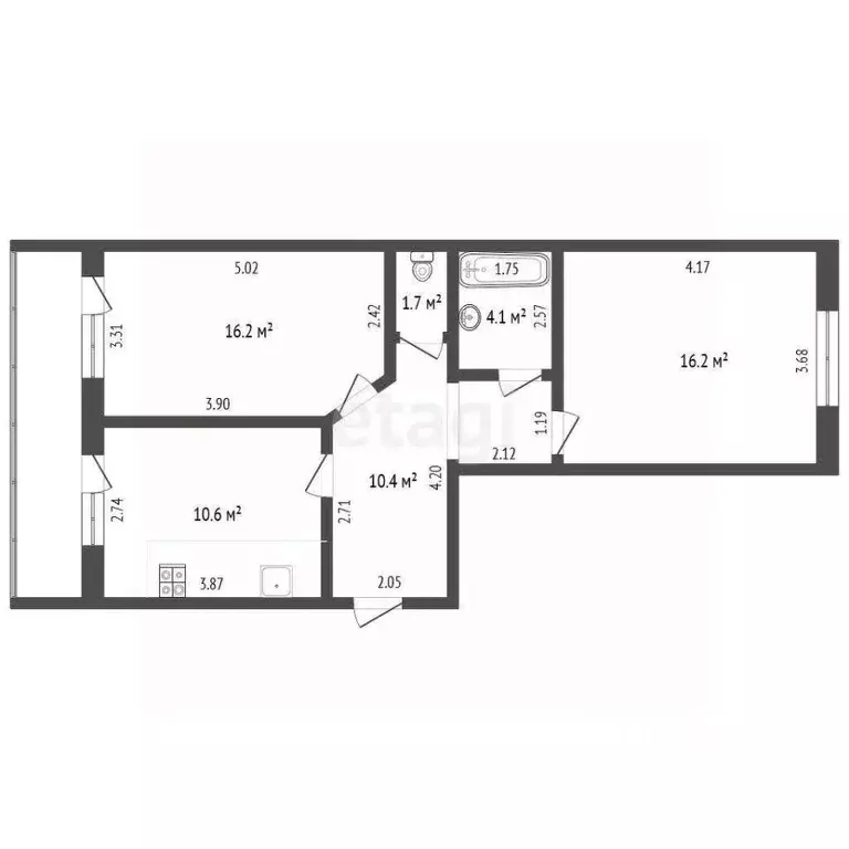 2-к кв. Архангельская область, Котлас ул. Маяковского, 16А (59.3 м) - Фото 2