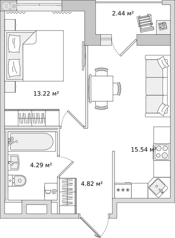 1-комнатная квартира: Новосаратовка, улица Первых, 6к1 (40.31 м) - Фото 0