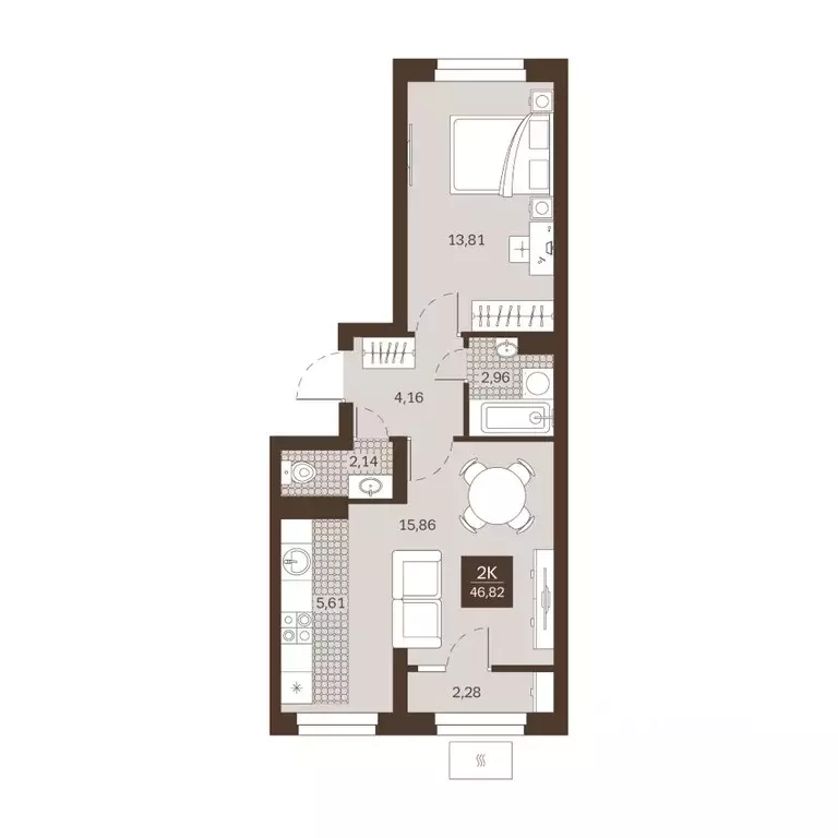 2-к кв. Пензенская область, Пенза Династия жилой комплекс (46.82 м) - Фото 1