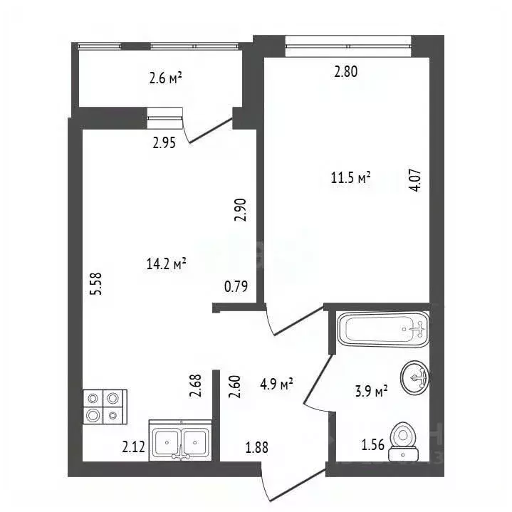 1-к кв. Санкт-Петербург пос. Парголово, ул. Новокузнецкая, 8 (34.5 м) - Фото 2