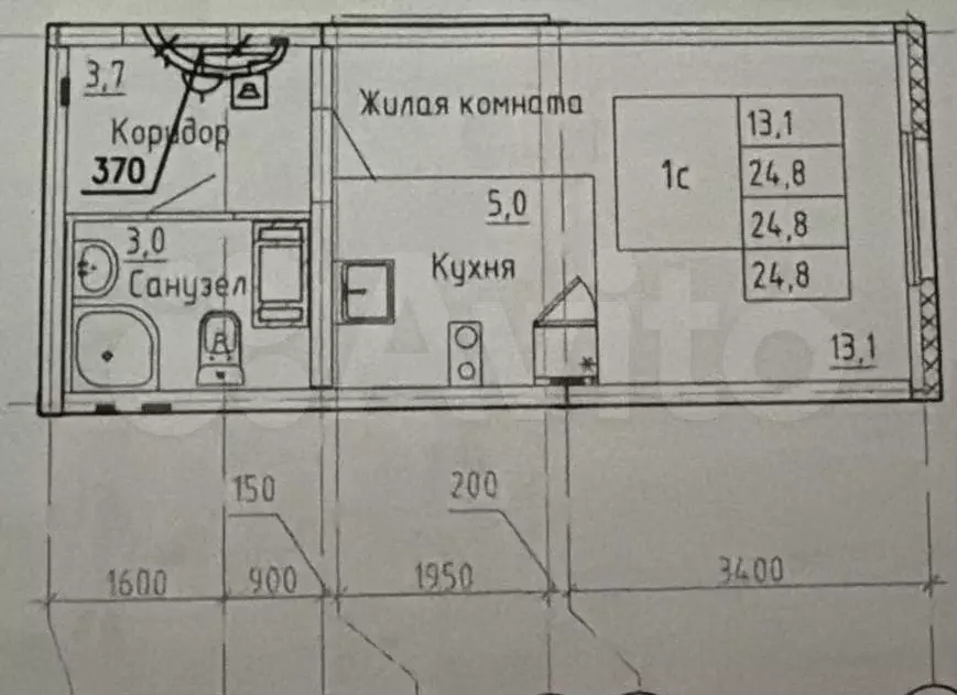 Квартира-студия, 25 м, 10/25 эт. - Фото 1