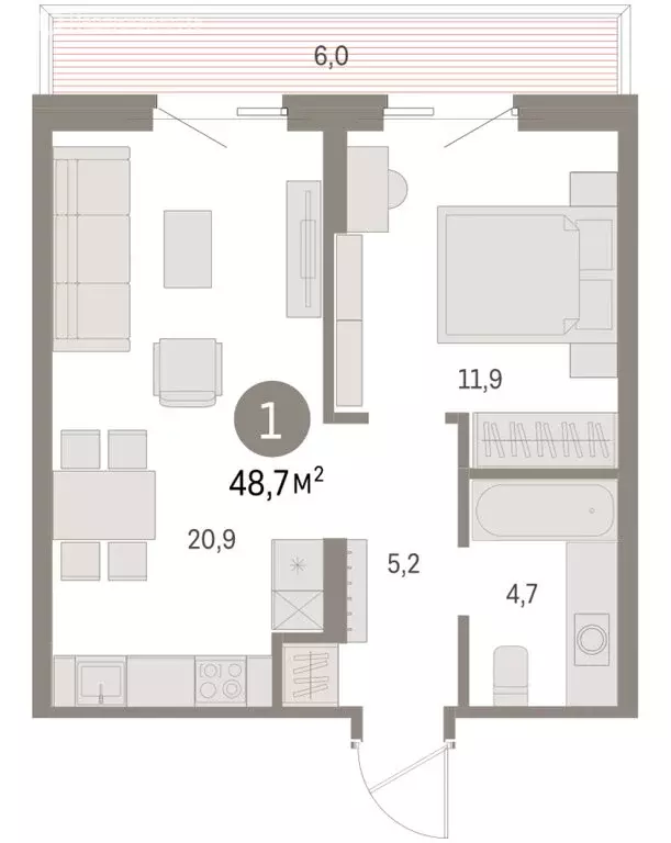 1-комнатная квартира: Курган, жилой район Центральный, ЖК Дом Кино ... - Фото 1
