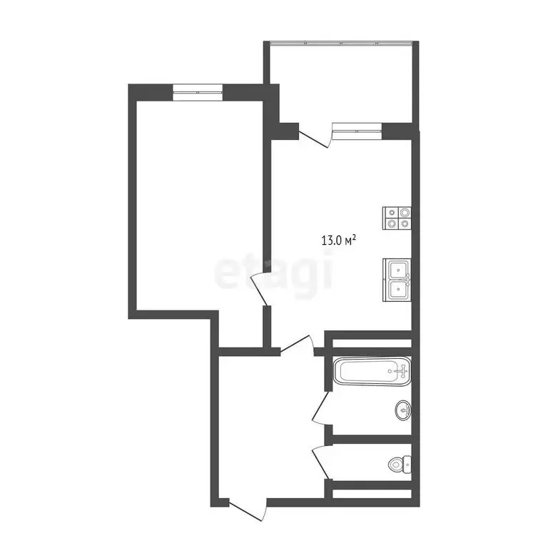 1-комнатная квартира: Тюмень, улица Мельникайте, 2к4 (39.4 м) - Фото 1