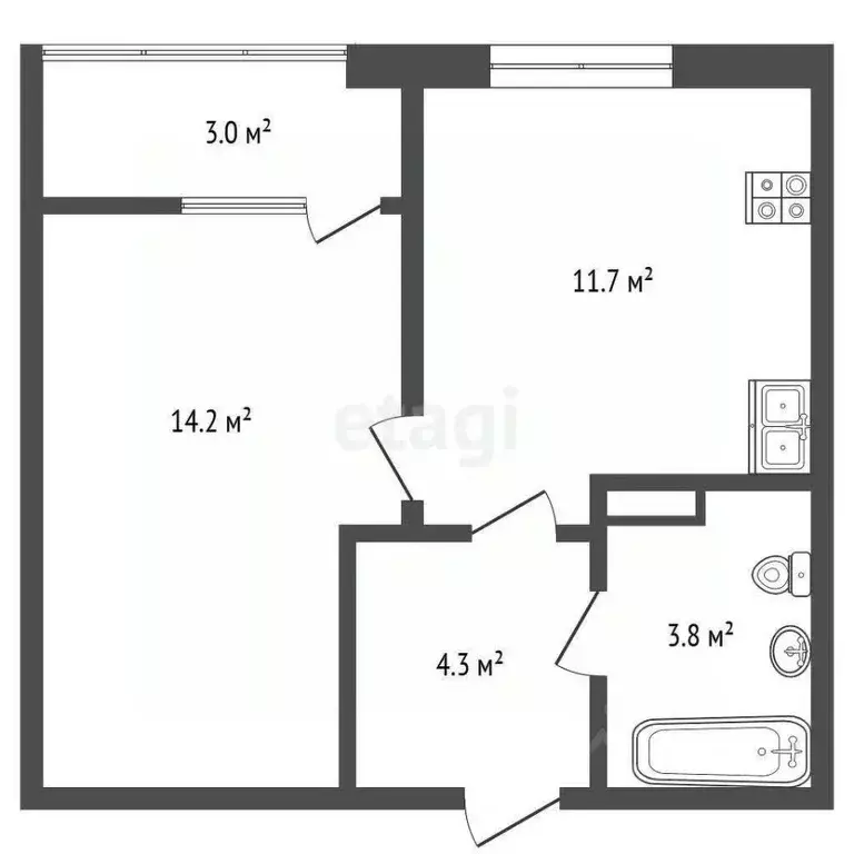 1-к кв. Тюменская область, Тюмень ул. Новоселов, 107 (37.1 м) - Фото 1