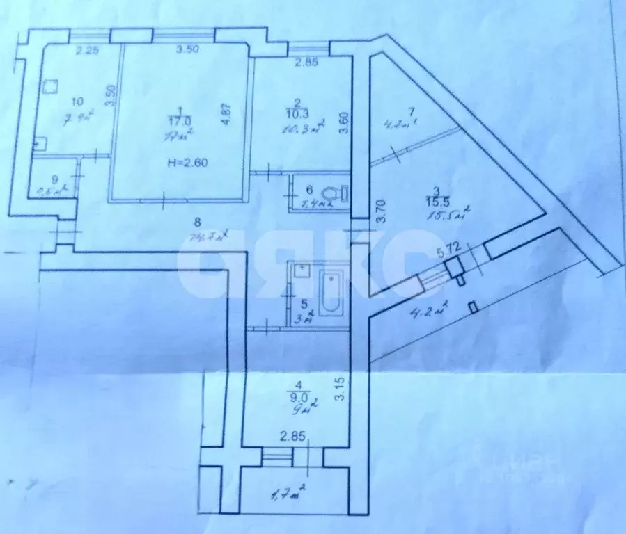 4-к кв. Волгоградская область, Волгоград ул. Менжинского, 23 (89.9 м) - Фото 2
