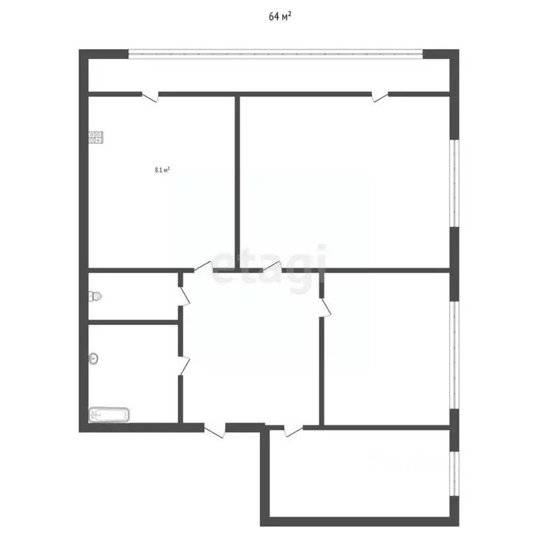 3-к кв. Ставропольский край, Кисловодск ул. Крылова (64.0 м) - Фото 1