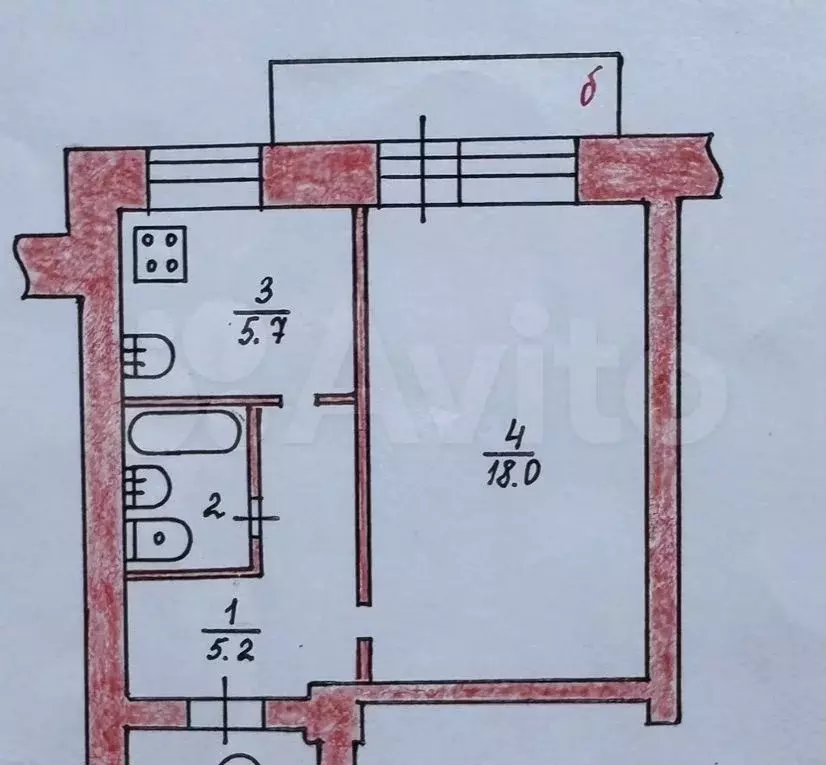 1-к. квартира, 33,5 м, 5/5 эт. - Фото 0