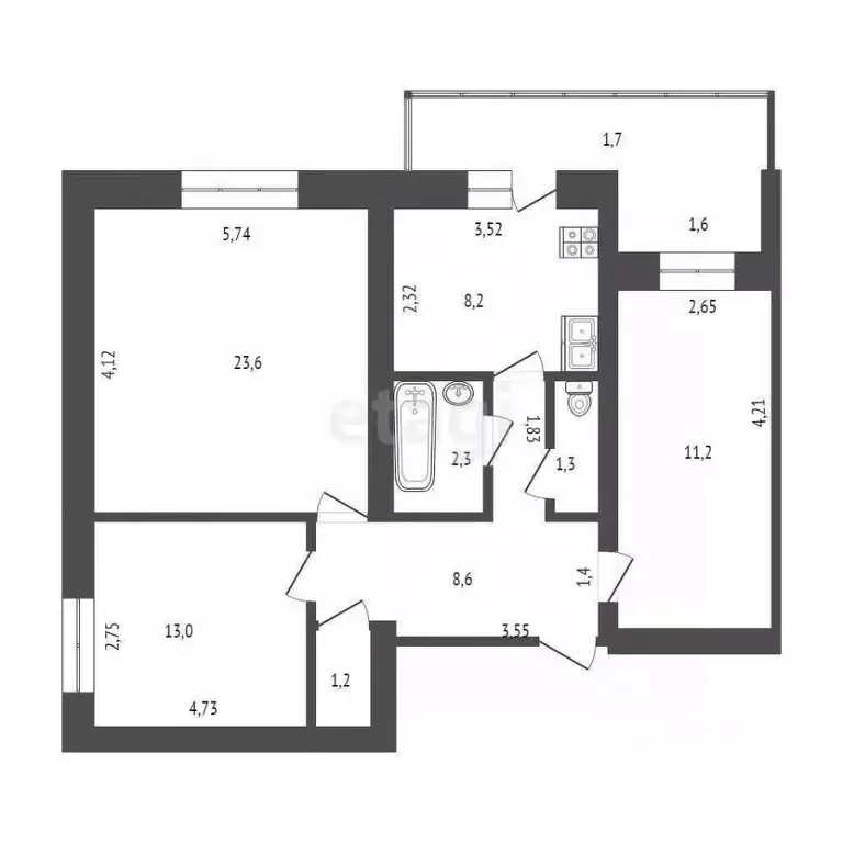 3-к кв. Крым, Саки ул. Крымская (72.7 м) - Фото 2