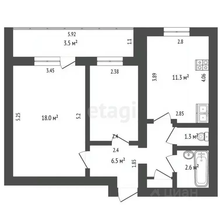 2-к кв. Башкортостан, Стерлитамак Коммунистическая ул., 84 (48.7 м) - Фото 2