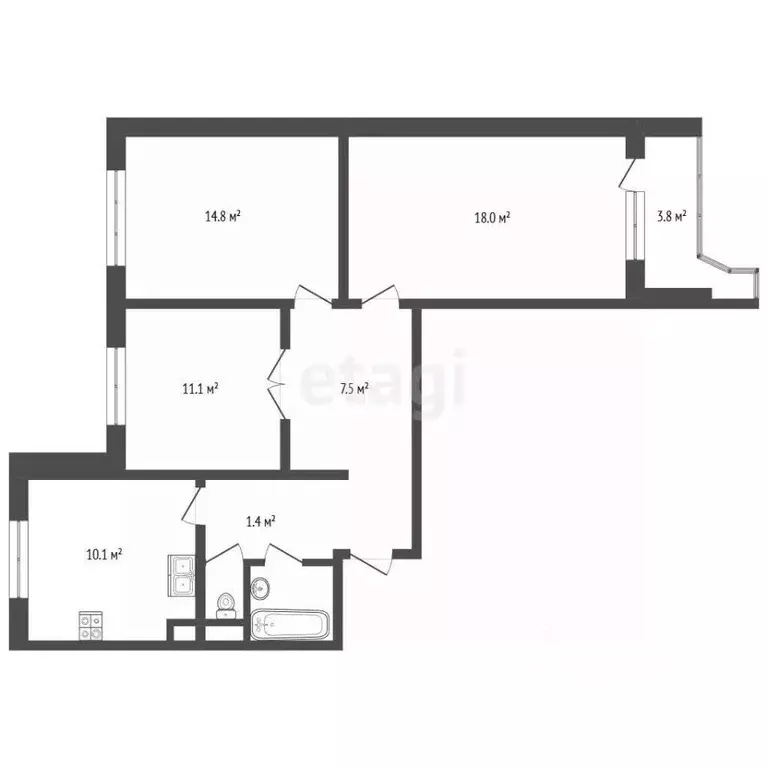 3-к кв. Москва ул. Борисовские Пруды, 20К1 (72.2 м) - Фото 2