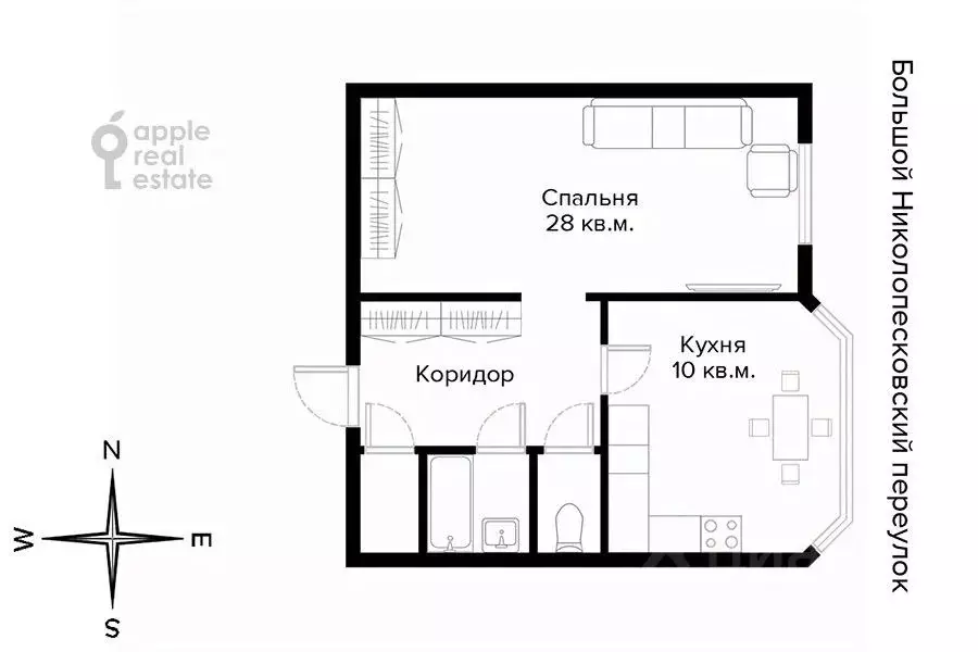 1-к кв. Москва Большой Николопесковский пер., 5 (45.0 м) - Фото 1