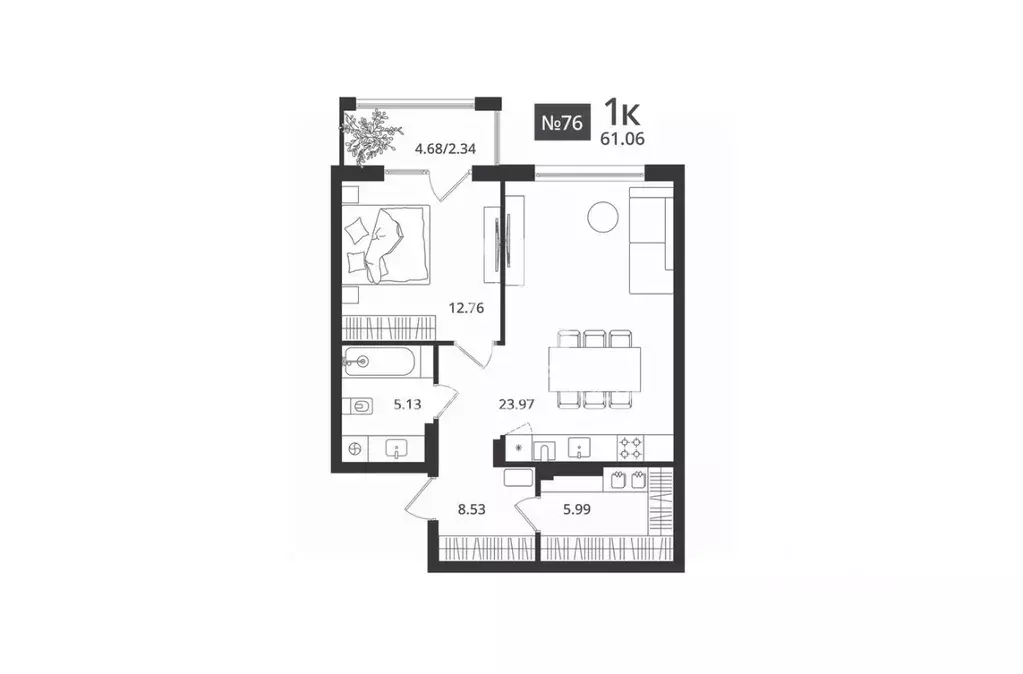 1-к кв. Калининградская область, Светлогорск Новая ул., 108-114 (61.06 ... - Фото 2