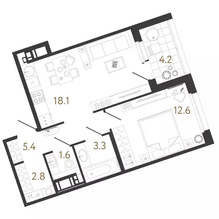 1-к кв. Санкт-Петербург ул. Бабушкина, 2 (43.8 м) - Фото 0