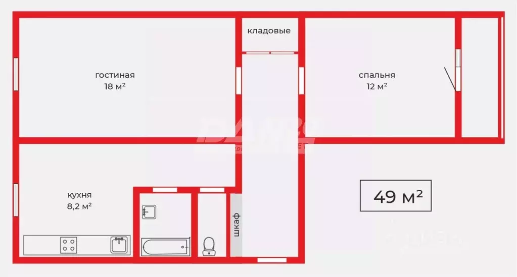 2-к кв. челябинская область, челябинск ул. блюхера, 85 (49.0 м) - Фото 1