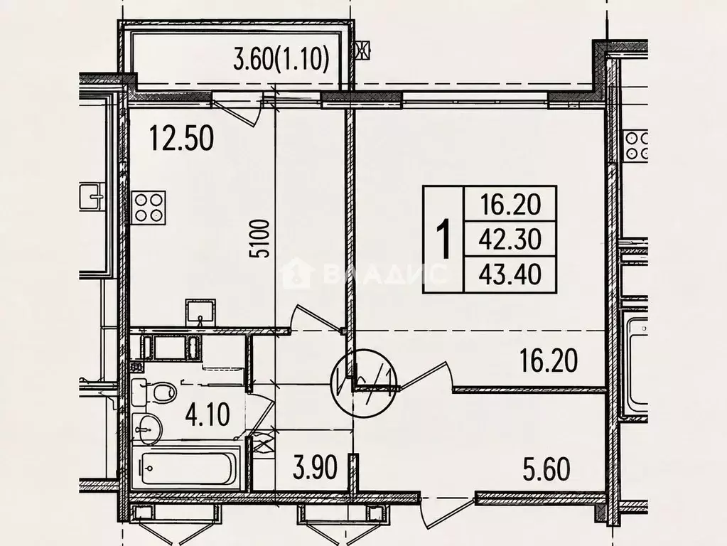 1-к кв. Санкт-Петербург аллея Евгения Шварца, 8к2 (42.3 м) - Фото 2