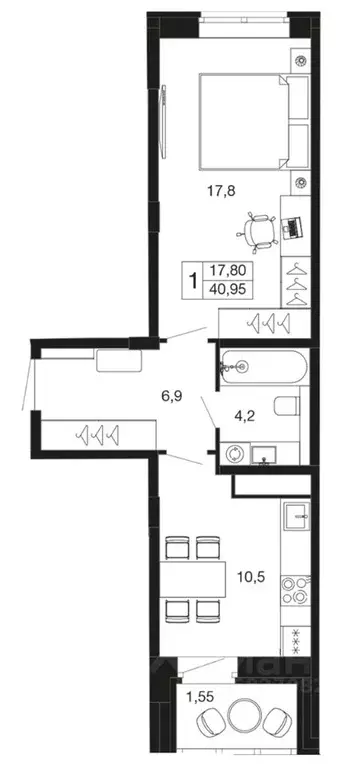 1-к кв. Московская область, Апрелевка Наро-Фоминский городской округ, ... - Фото 1