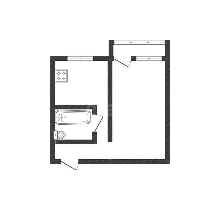 1-комнатная квартира: Бийск, переулок Николая Гастелло, 3 (31 м) - Фото 1