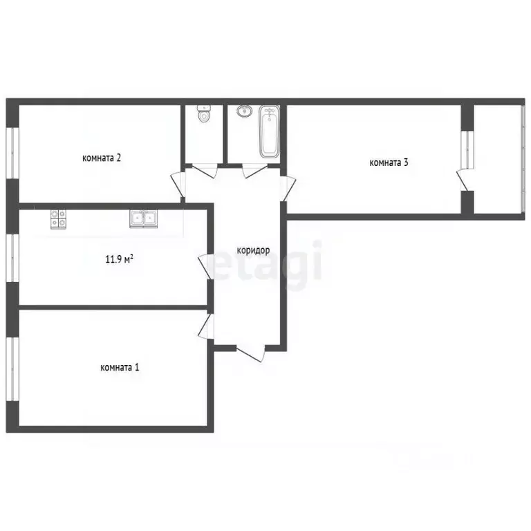 3-к кв. Москва Бирюлевская ул., 10 (68.0 м) - Фото 2