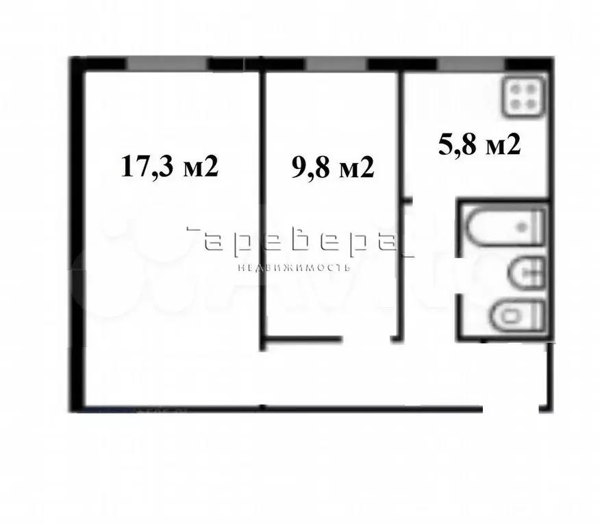 2-к. квартира, 42,2 м, 1/5 эт. - Фото 0