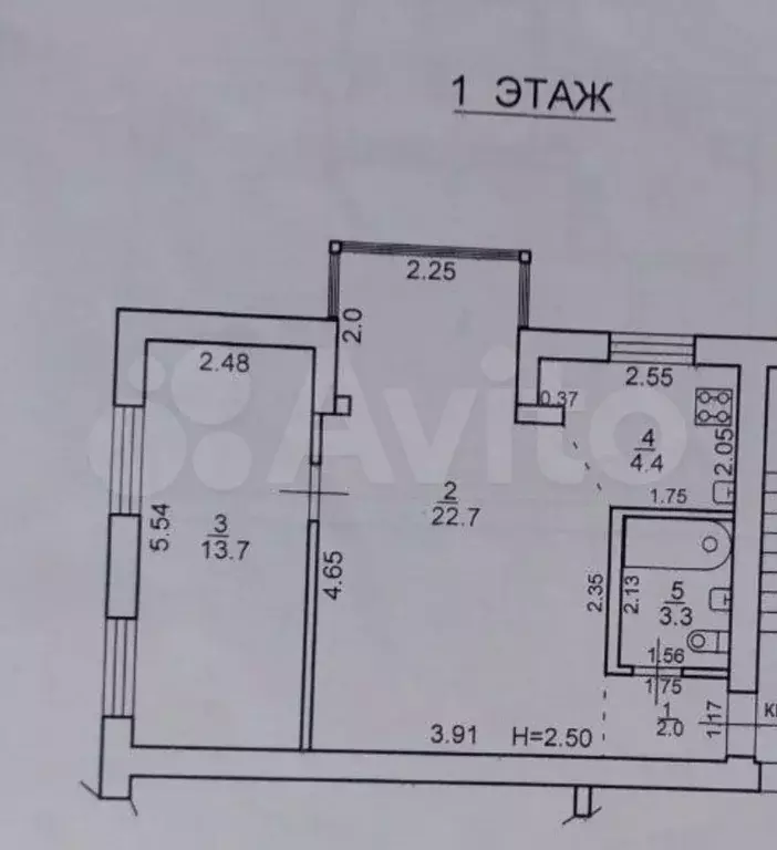 2-к. квартира, 46,1 м, 1/5 эт. - Фото 0