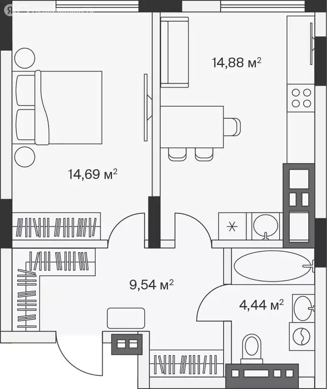 1-комнатная квартира: Малое Исаково, Первая улица, 1к4 (43.8 м) - Фото 0