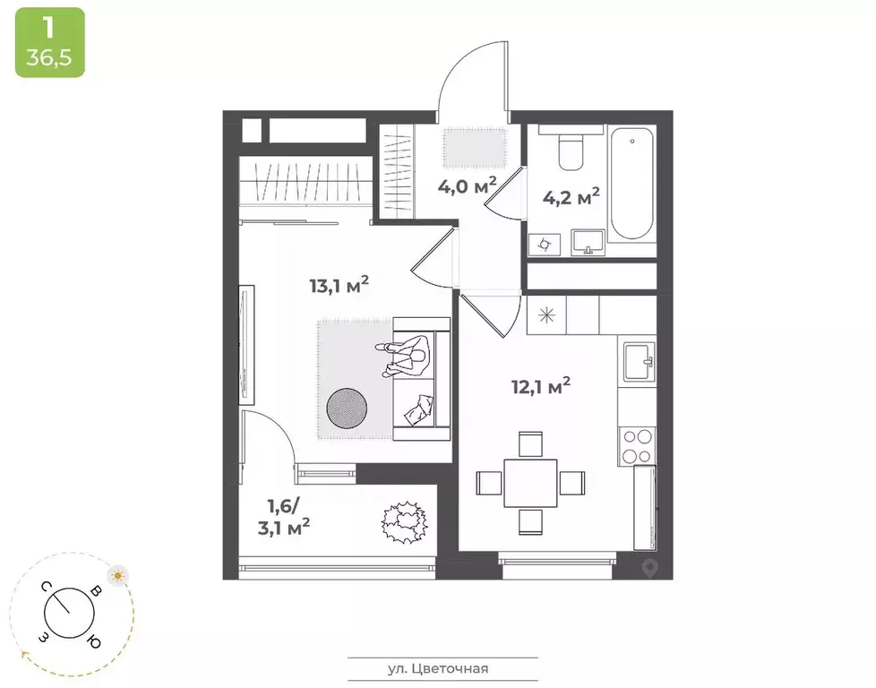 1-к кв. Тверская область, Тверь Соминка мкр,  (35.0 м) - Фото 1