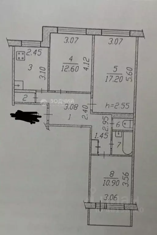 3-к кв. Чувашия, Чебоксары Гражданская ул., 72 (66.0 м) - Фото 1