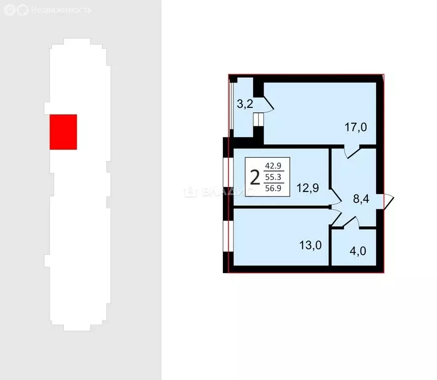 2-комнатная квартира: Суздаль, Советская улица, 51 (56.9 м) - Фото 2