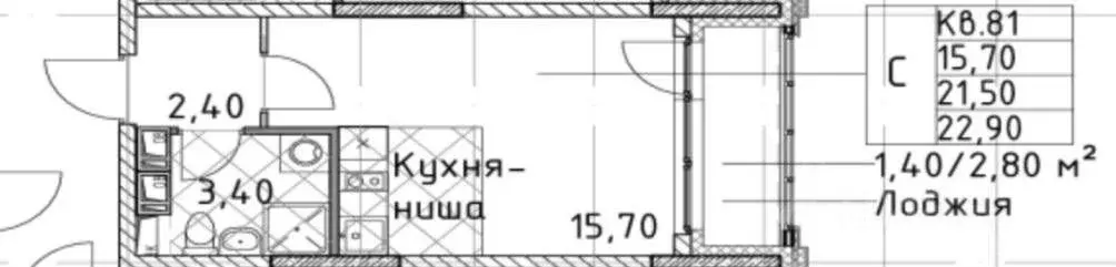 Студия Санкт-Петербург Планерная ул., 99 (22.0 м) - Фото 0