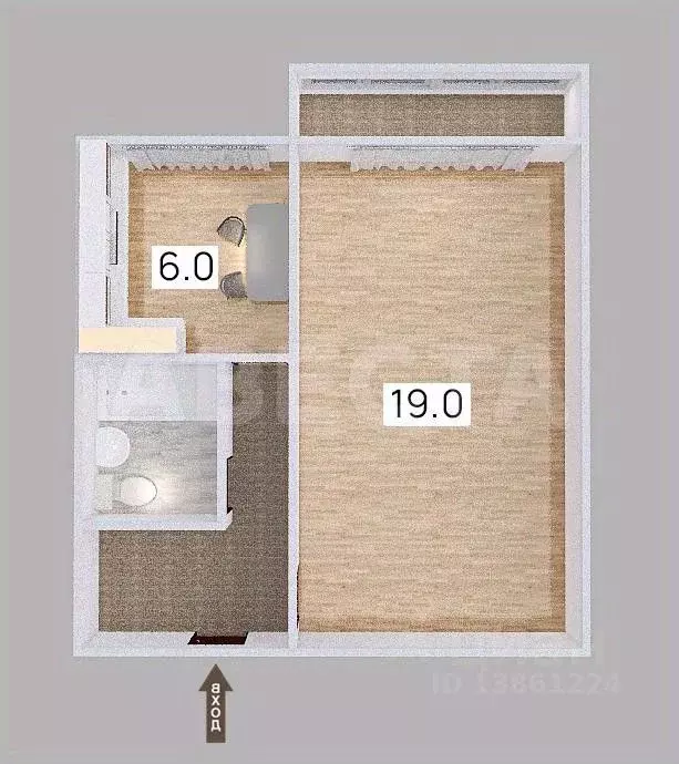 1-к кв. Омская область, Омск ул. Дианова, 7Б (30.6 м) - Фото 1