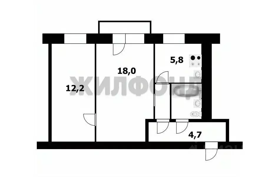 2-к кв. Новосибирская область, Новосибирск ул. Кузьмы Минина, 13Г ... - Фото 0