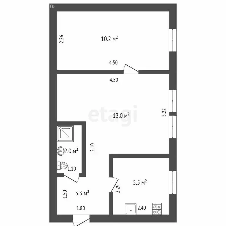2-комнатная квартира: Ишим, улица Свердлова, 3 (42 м) - Фото 0