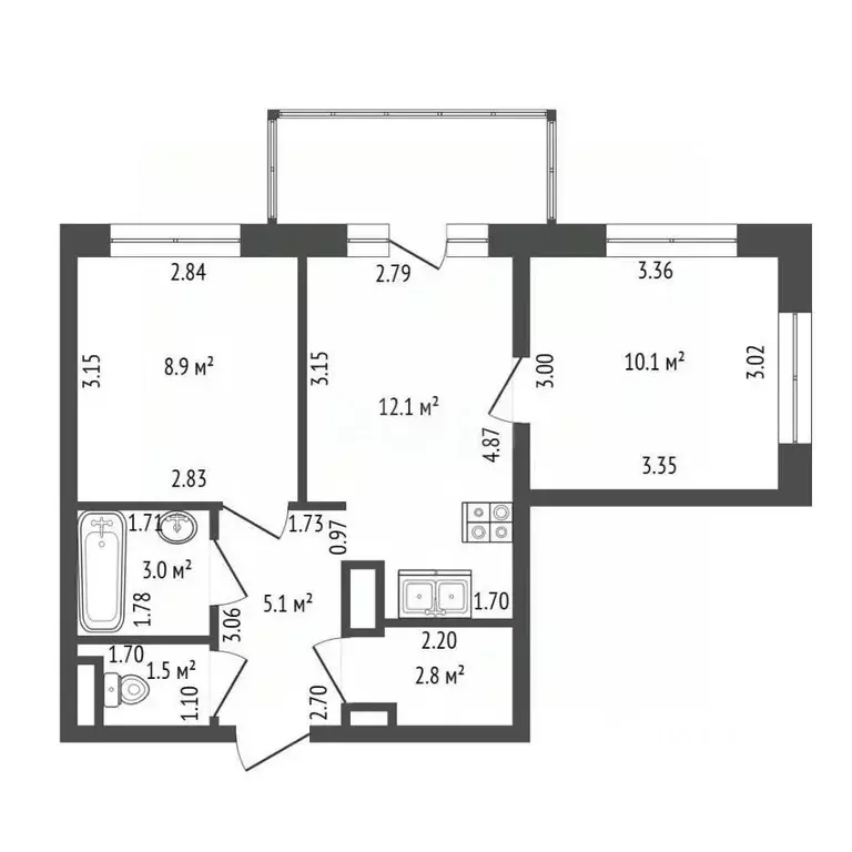 2-к кв. Санкт-Петербург Благодатная ул., 50 (44.0 м) - Фото 2