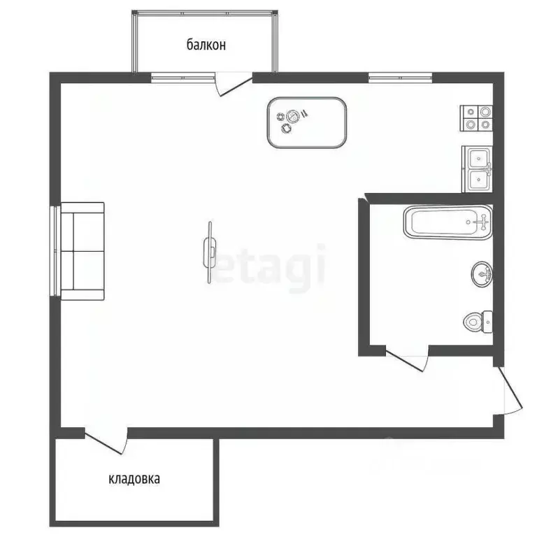 Студия Оренбургская область, Оренбург Стройгородок мкр, 12 (32.0 м) - Фото 2