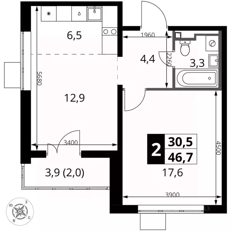 2-к кв. Московская область, Ленинский городской округ, д. Сапроново ... - Фото 1