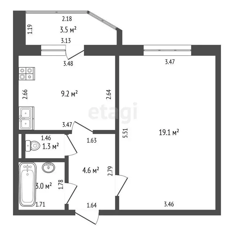 1-комнатная квартира: Орёл, улица Емлютина, 20 (37.2 м) - Фото 1