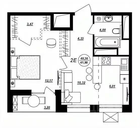2-к кв. Хабаровский край, Хабаровск ул. Демьяна Бедного (41.9 м) - Фото 1