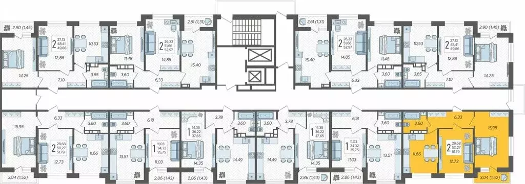 2-комнатная квартира: Краснодар, жилой комплекс Смородина (51.79 м) - Фото 1