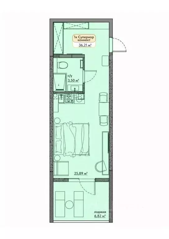 Студия Крым, Евпатория ул. Симферопольская, 1Ж (29.17 м) - Фото 0