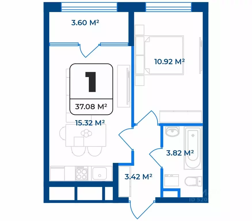 1-к кв. Рязанская область, Рязань Телецентр жилрайон,  (37.08 м) - Фото 1