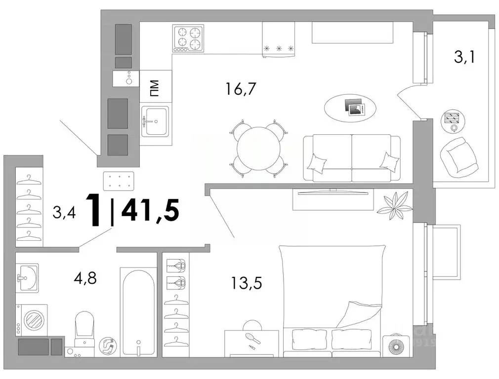 1-к кв. Владимирская область, Владимир Уно жилой комплекс (41.5 м) - Фото 0