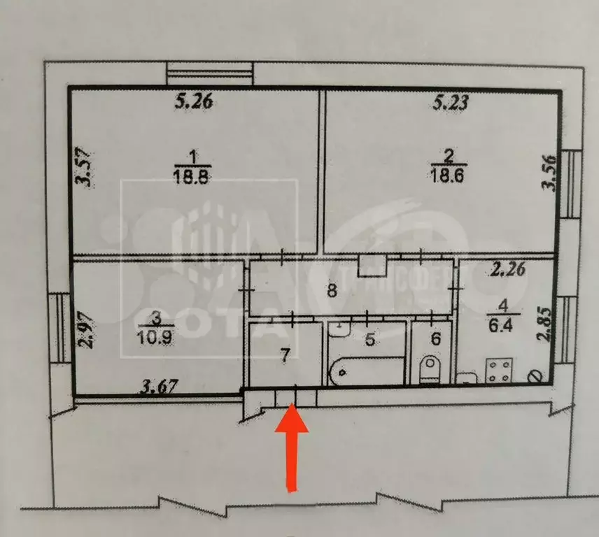 3-к. квартира, 66,7 м, 1/2 эт. - Фото 0